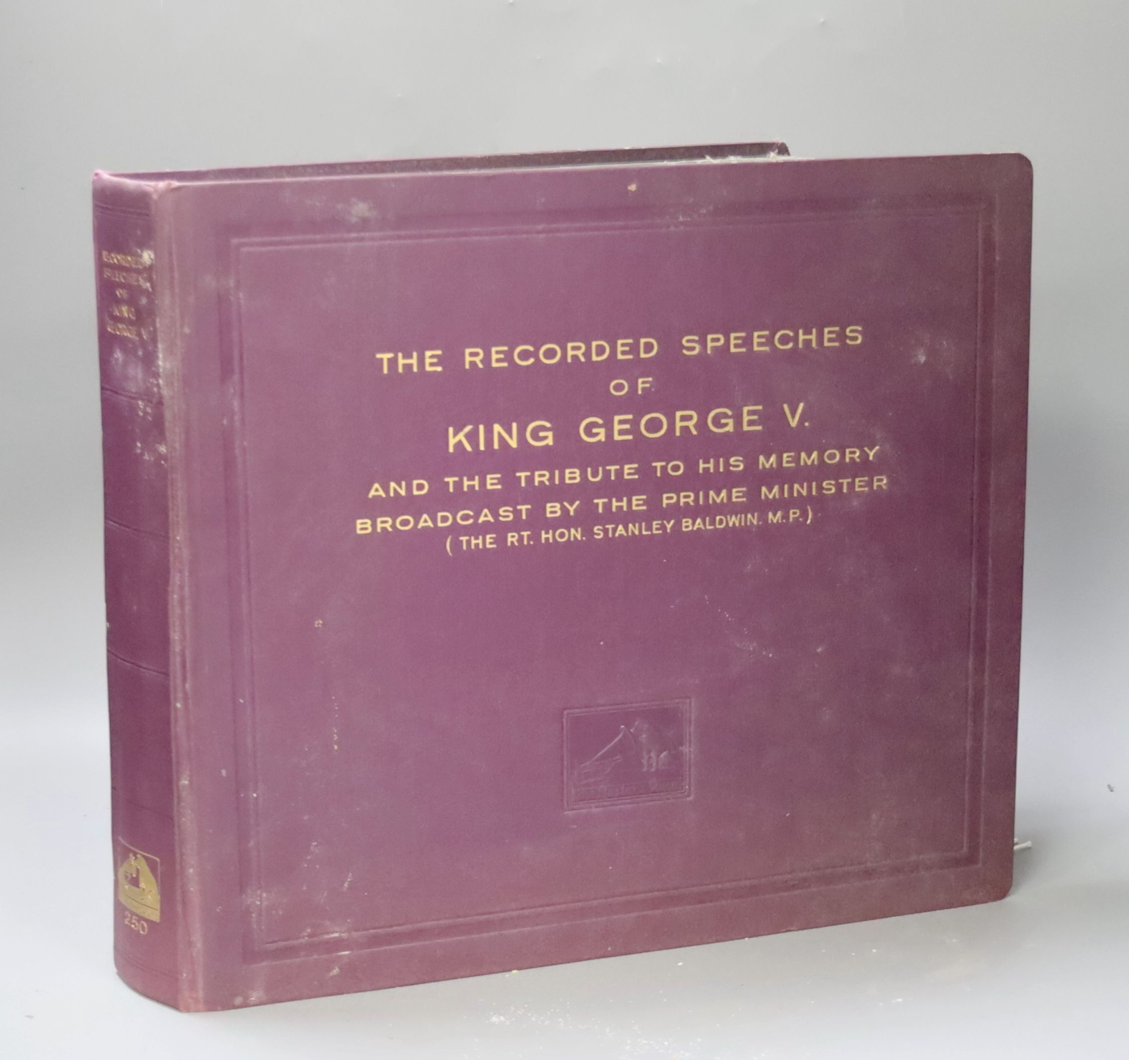 An album of thirteen 78rpm vinyl records, 'The Recorded Speeches Of King George V', HMV, 1930's